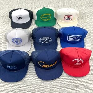 Vintage‎ Trucker Hat Cap Lot Snap Back 80s 90s Coal Mine Mining USA Mesh CA6